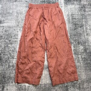 Relaxed Wide-Leg Linen Blend Pants in Burnt Orange